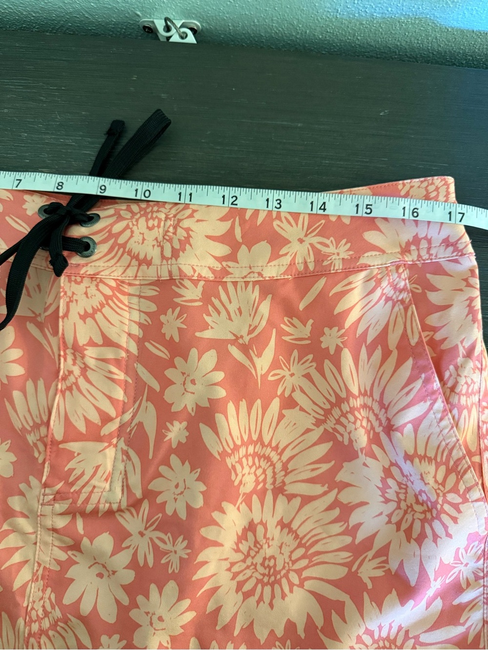 Rip Skirt Hawaii Coral Orange Floral Drawstring Skirt Swim Size L Women Pockets - Picture 7 of 8